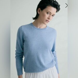 Quince Mongolian Cashmere Crewneck Sweater Blue (faded denim) Med.